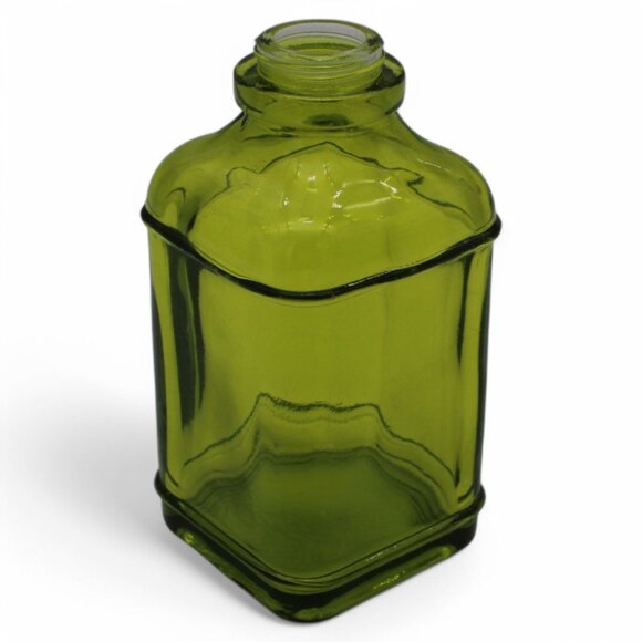 Vintage Olive Green Square Glass Apothecary Bottle Jar Decorative - Picture 3 of 6